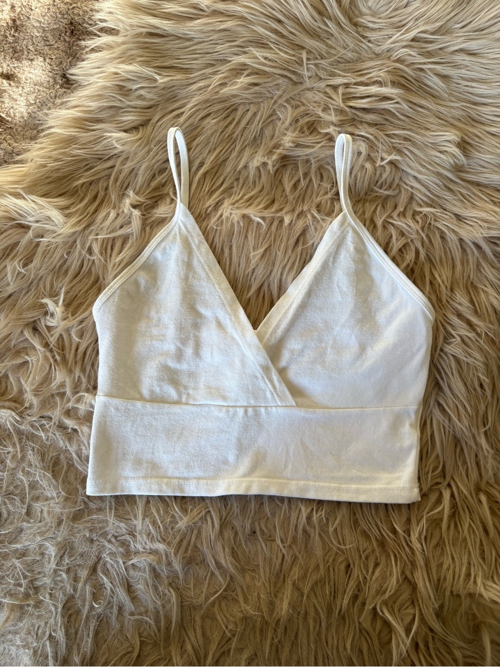 Brandy Melville Cross Over White Crop Tank Top